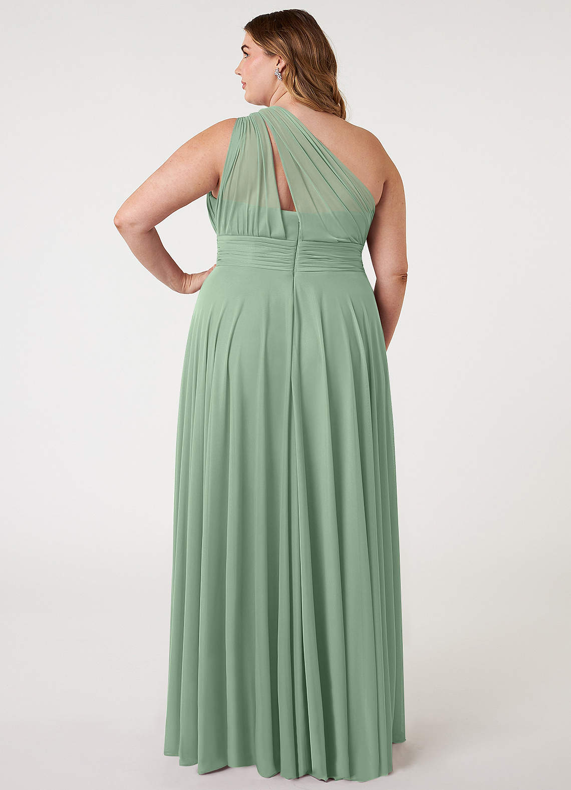Azazie Charlize Abiti da Damigella Abito A-Line in Maglia Monospalla Matcha image6