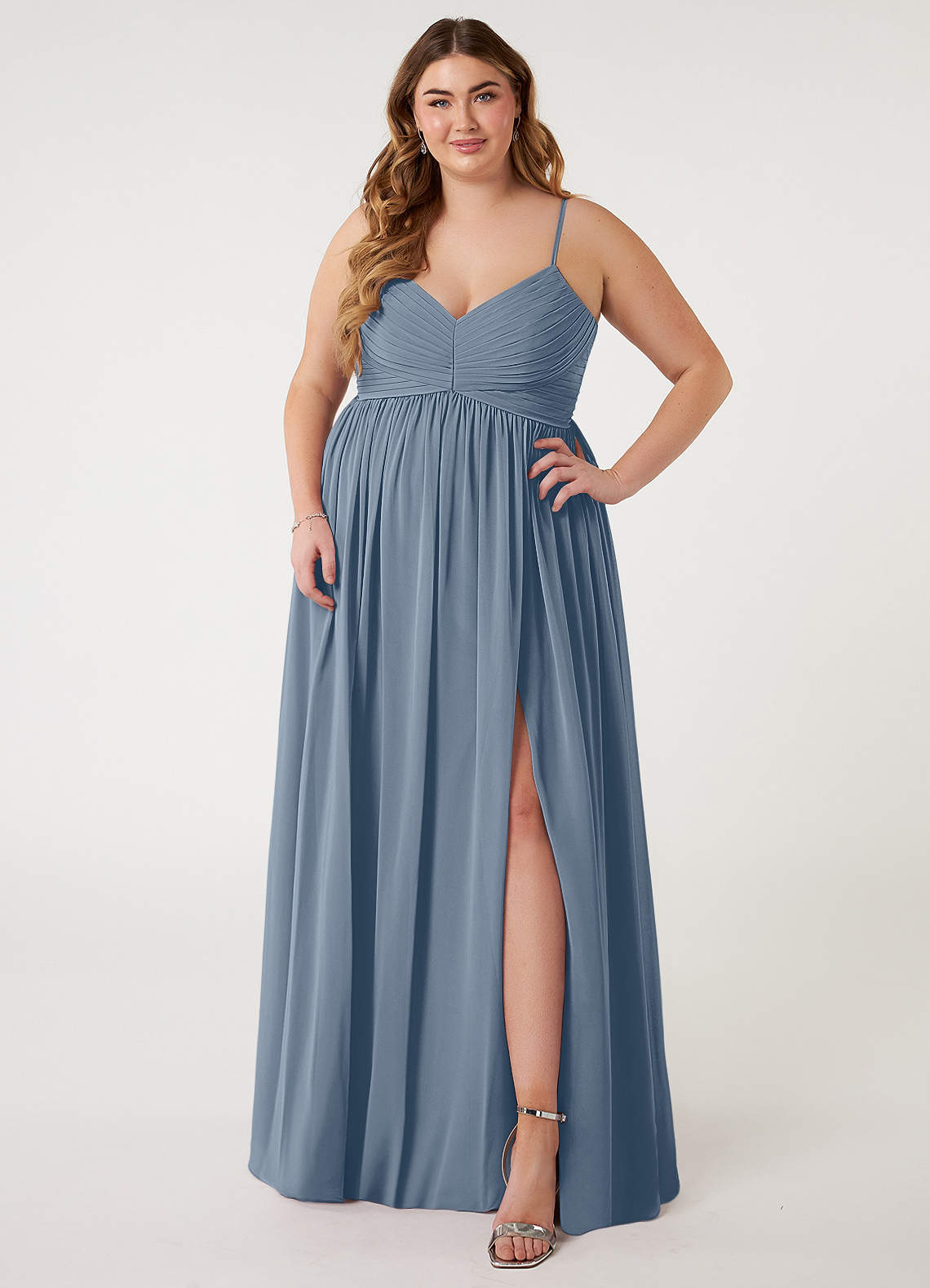 Azazie Alia Bridesmaid Dresses Twilight A-Line Pleated Chiffon Dress image1