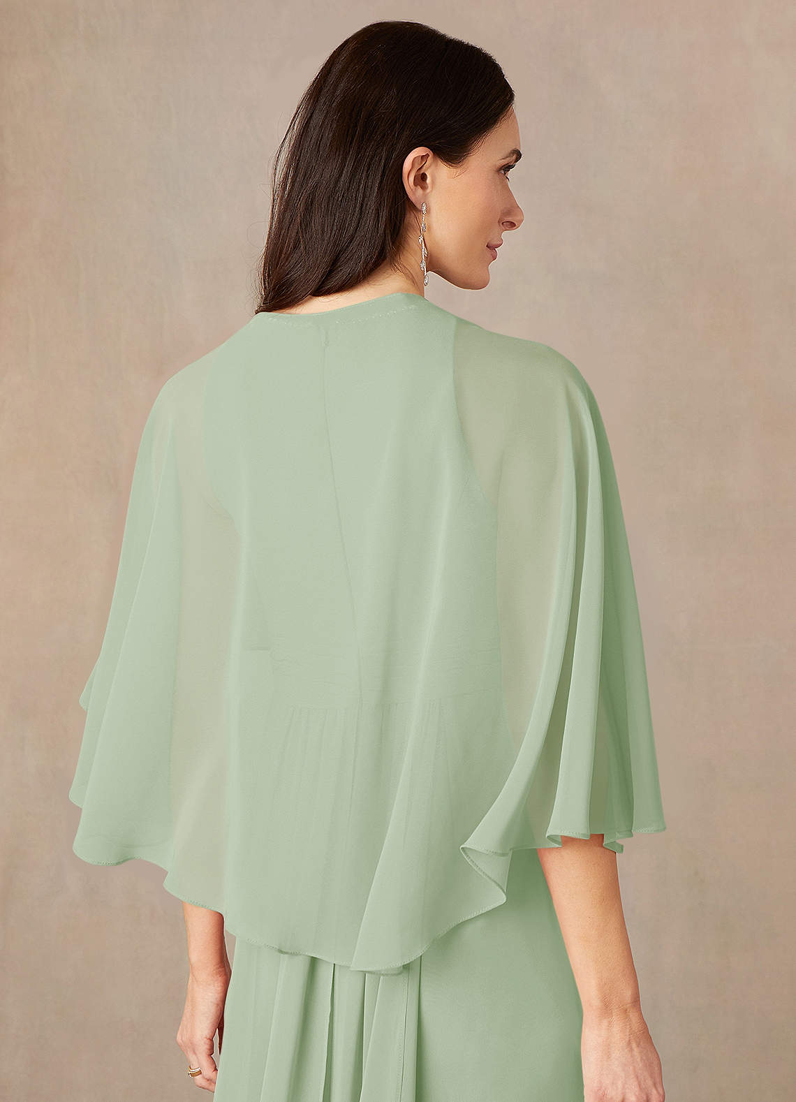 front Azazie Enveloppement Asymétrique En Mousseline De Soie De Couleur Assortie