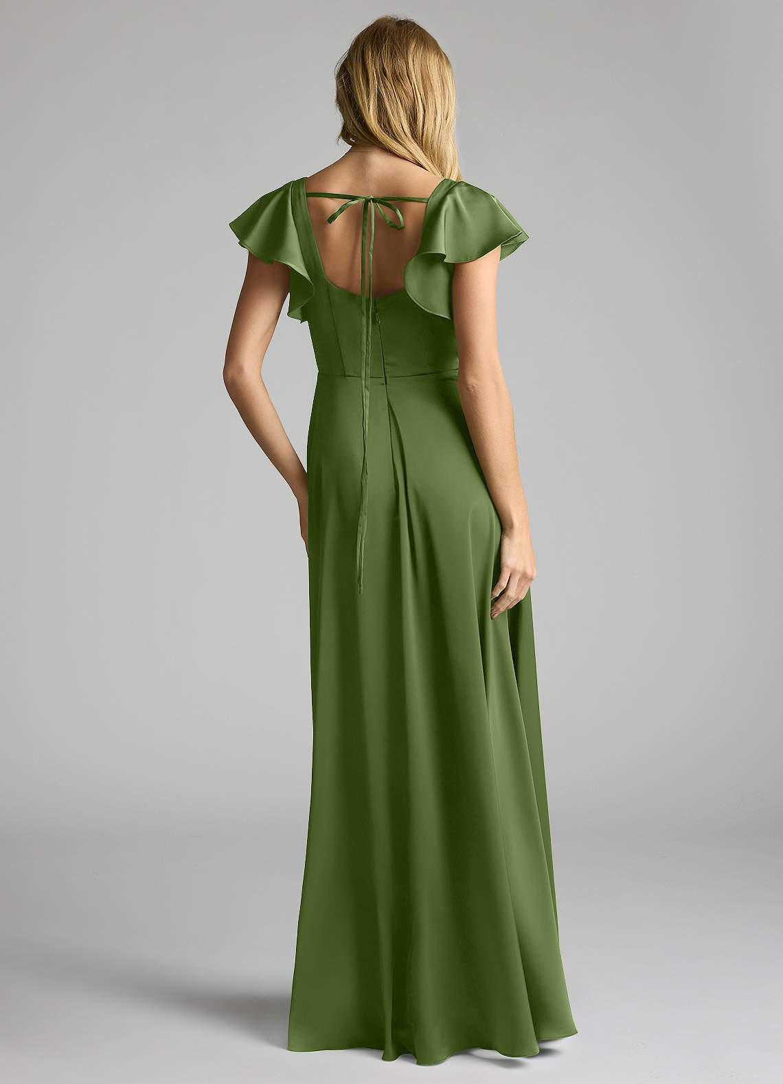 Azazie Bondi Bridesmaid Dresses Juniper A-Line Bow Stretch Satin Dress image2