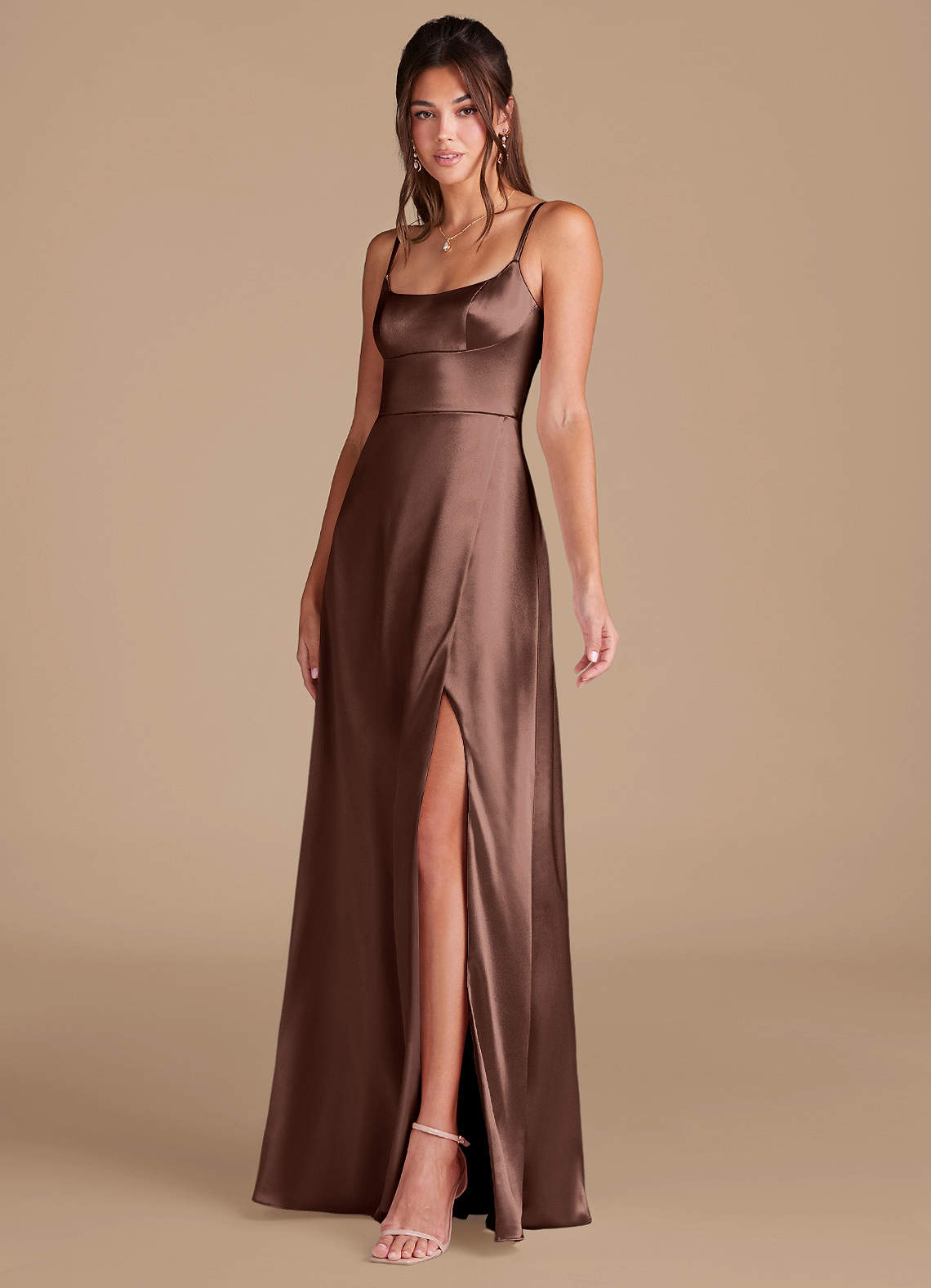 shiny satin mocha bridesmaid dress Dusty Blue Tulle Halter Neck Floor Length Bridesmaid Dress With Pocket – NZ  Bridal