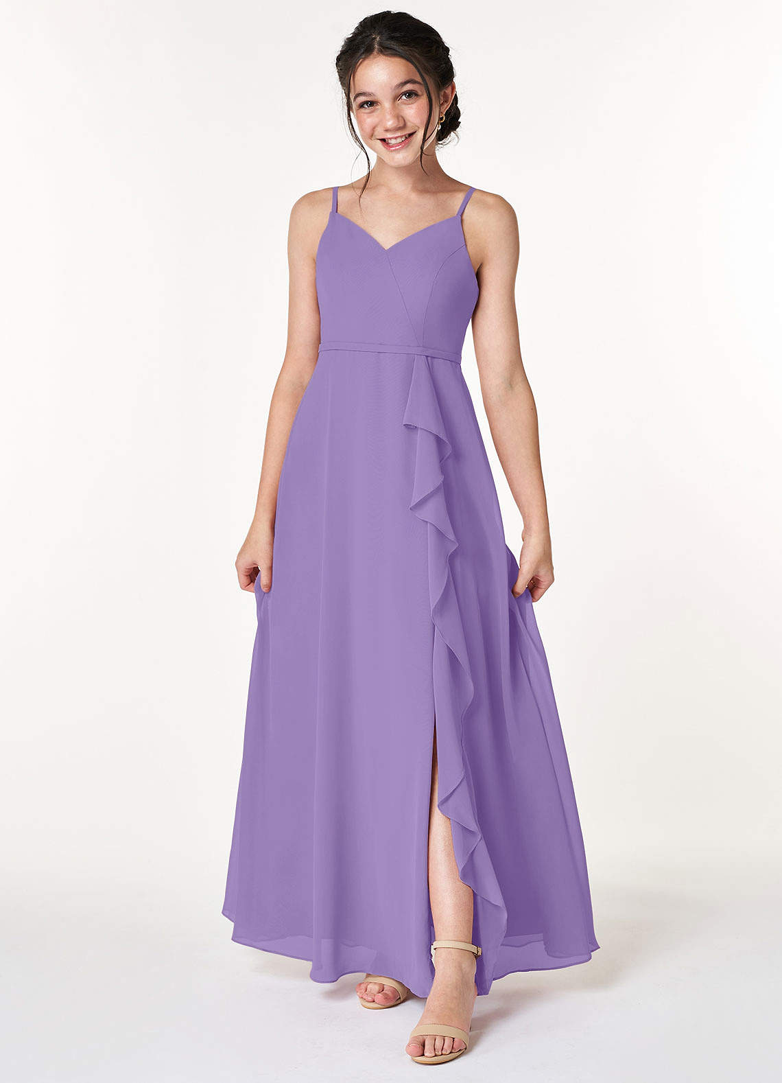 Azazie Naeem Junior Tahiti A-Line Ruched Chiffon Dress image1