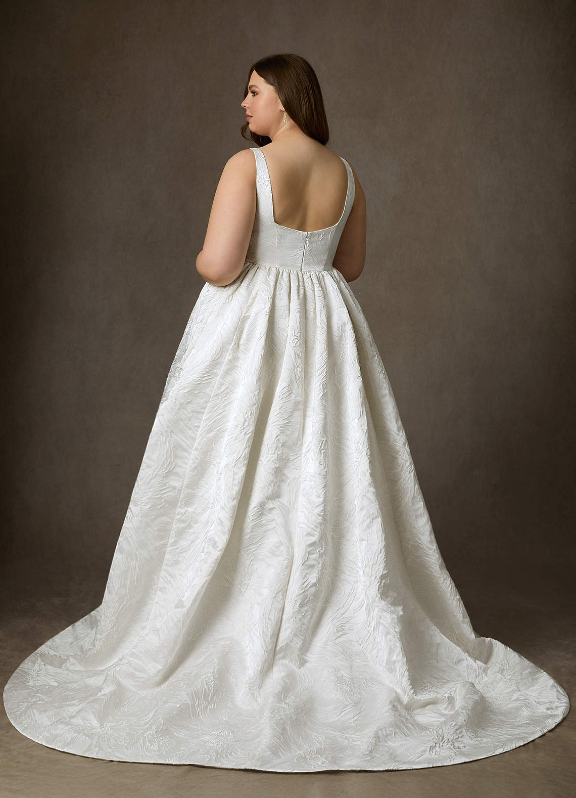 Azazie Skylin Wedding Dresses Diamond White Ball-Gown with Pockets Floral Jacquard Dress image14