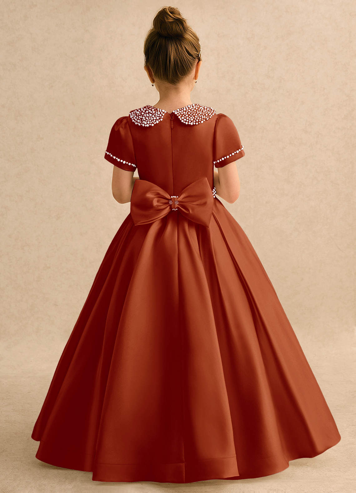 Azazie Gabriella Paprika Ball-Gown with Sleeves Matte Satin Dress | Azazie DE Azazie Gabriella Paprika Ball-Gown with Sleeves Matte Satin Dress | Azazie DE