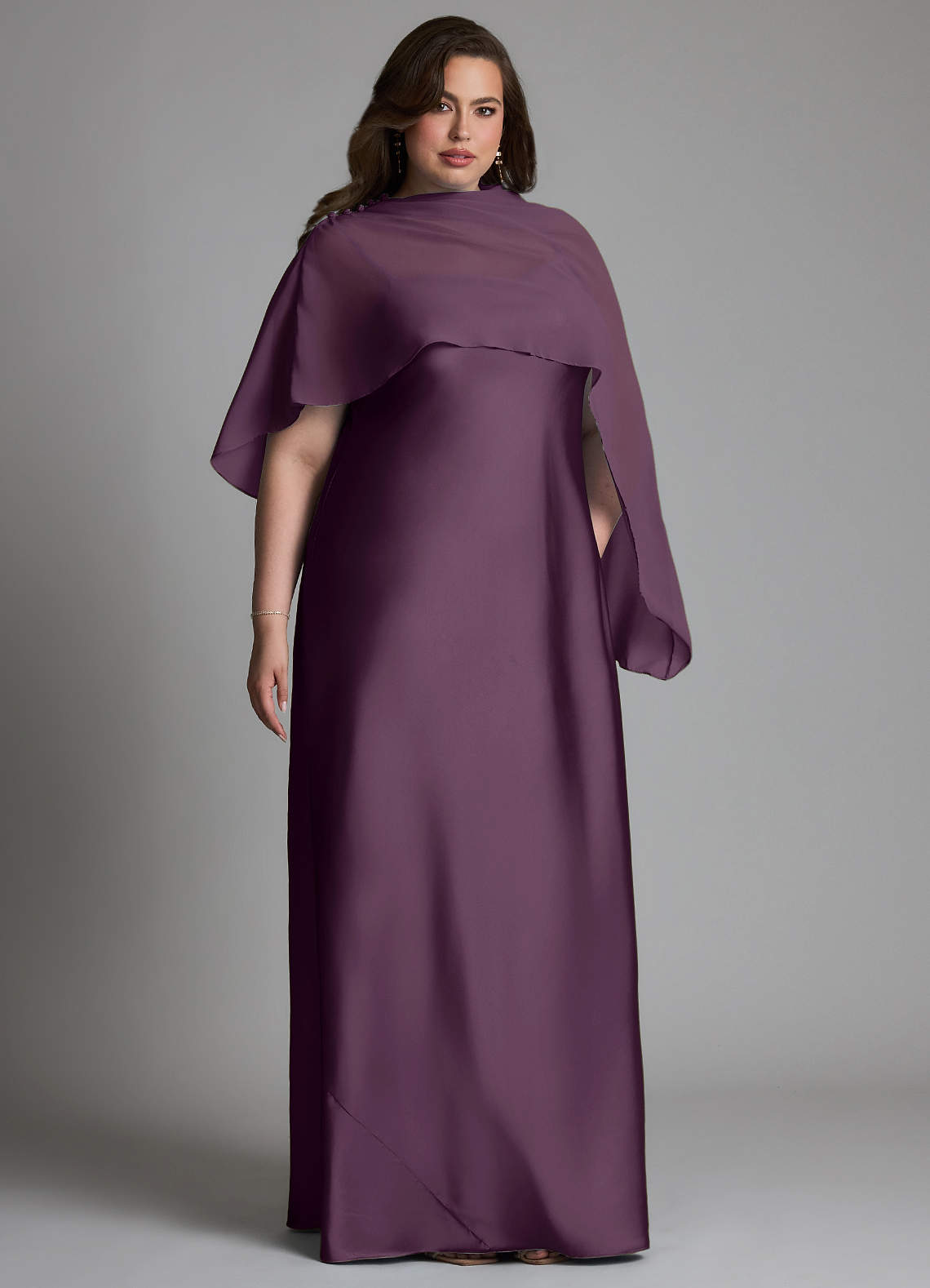 Azazie Jaleesa Bridesmaid Dresses Plum Sheath High Neck Stretch Satin Dress image9