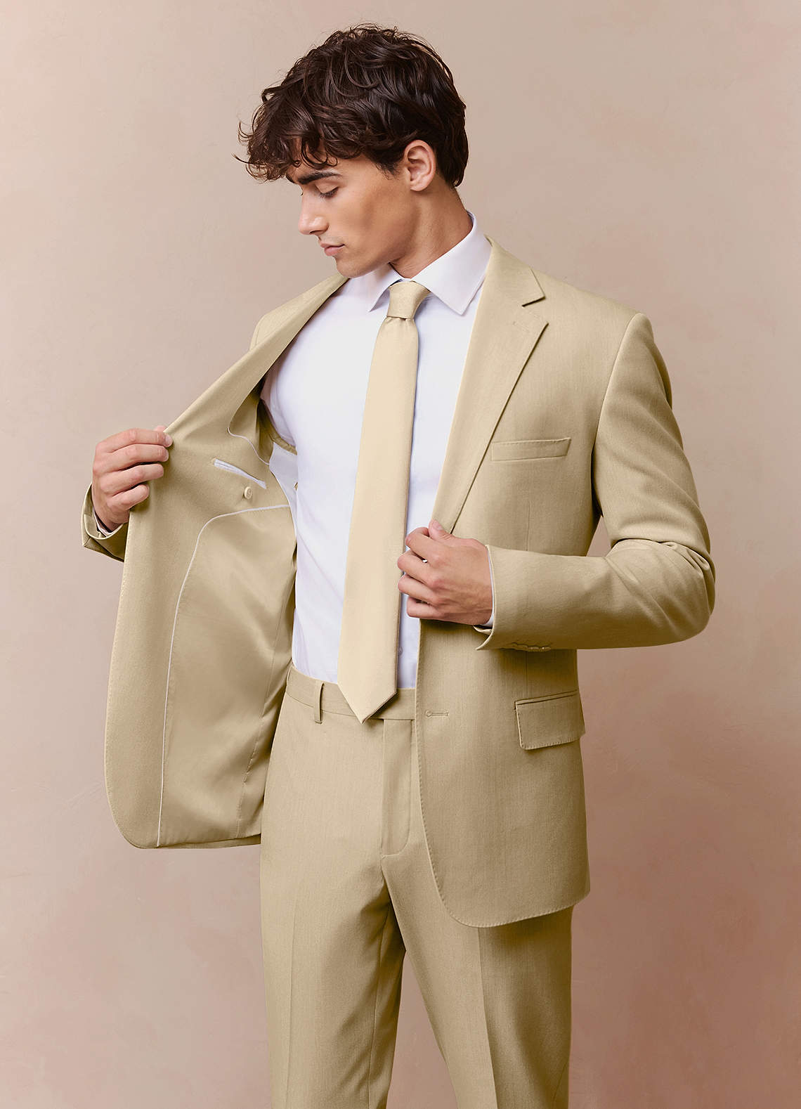 front James Champagne Structured Stretch Suit Jacket