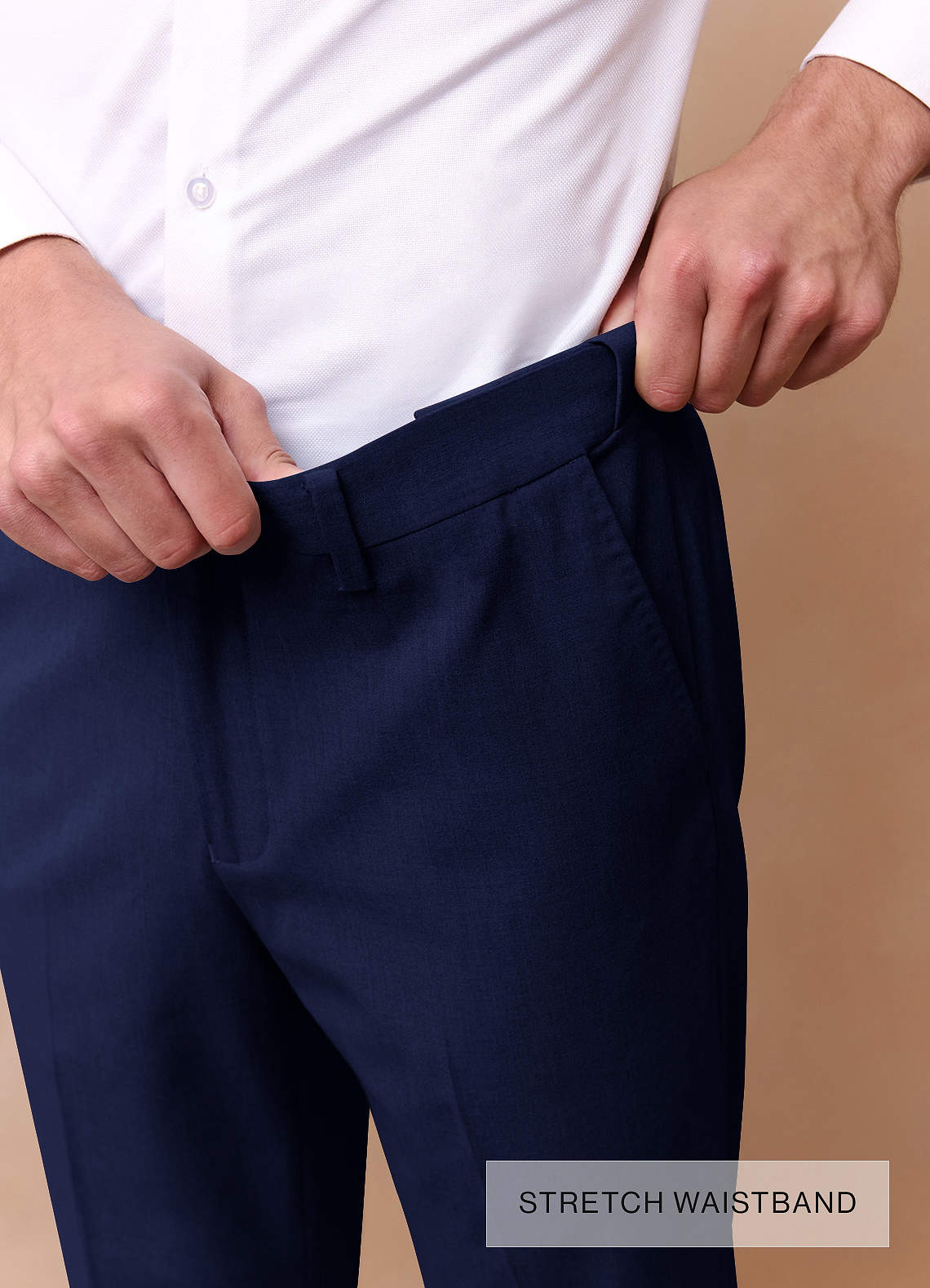 front Savile Blue Wool Blend Dress Pants