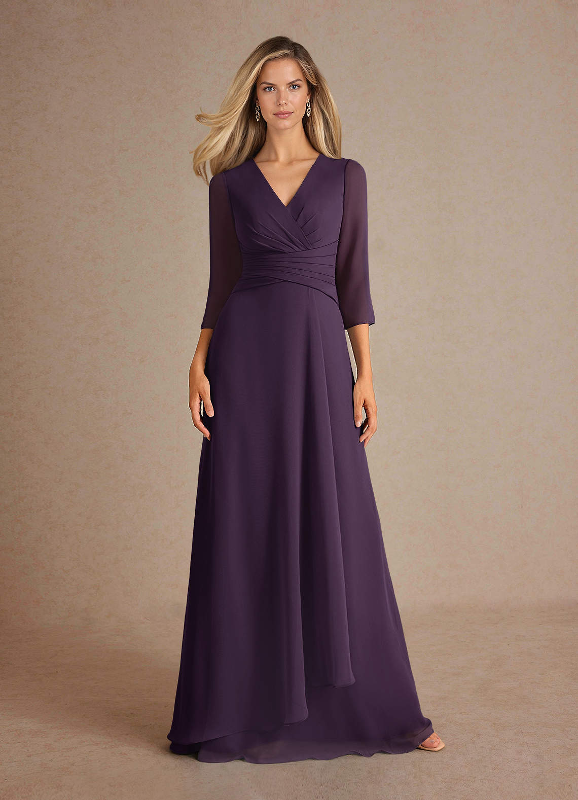 Azazie Mayfield Mother of the Bride Dresses Plum A-Line Pleated Chiffon Dress image5