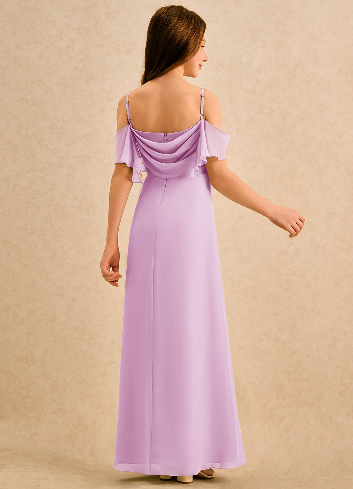 Azazie Pippy Girls Formal Sukienki dla dziewczynek sypiących kwiaty Linia A Dekolt w kształcie serca Szyfon Długość podłogi Sukienka image1