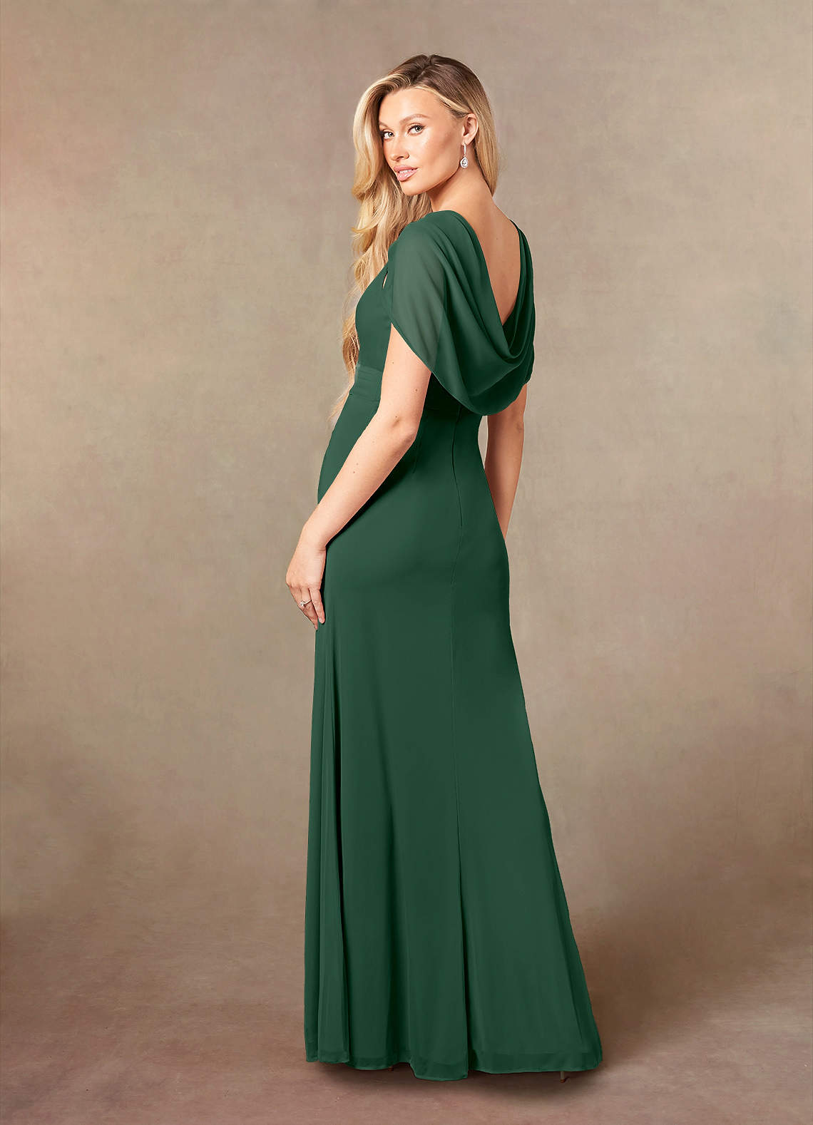 Azazie Luisa Dark Green Mermaid V-Neck Pleated Mesh Dress | Azazie