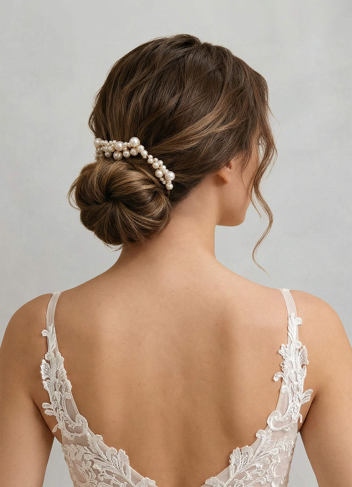 front Pearl Gold Hair Comb Set