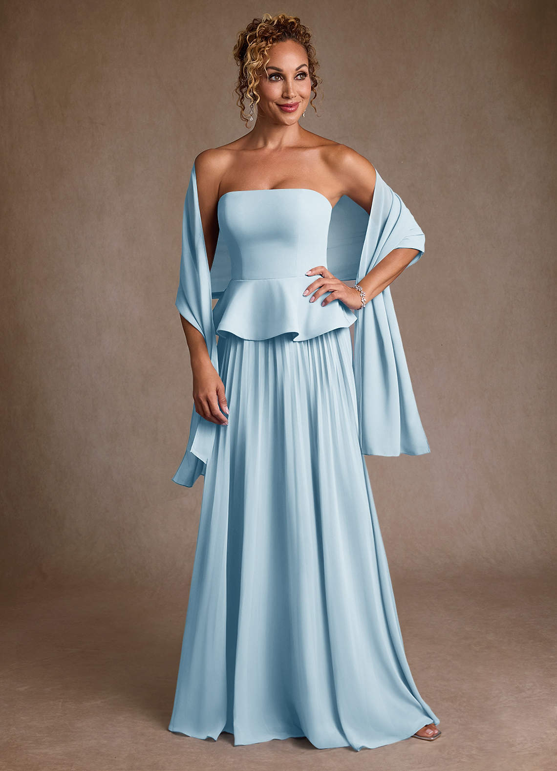 Azazie Josabeth Mother of the Bride Dresses Sky Blue A-Line Pleated Chiffon Dress image1