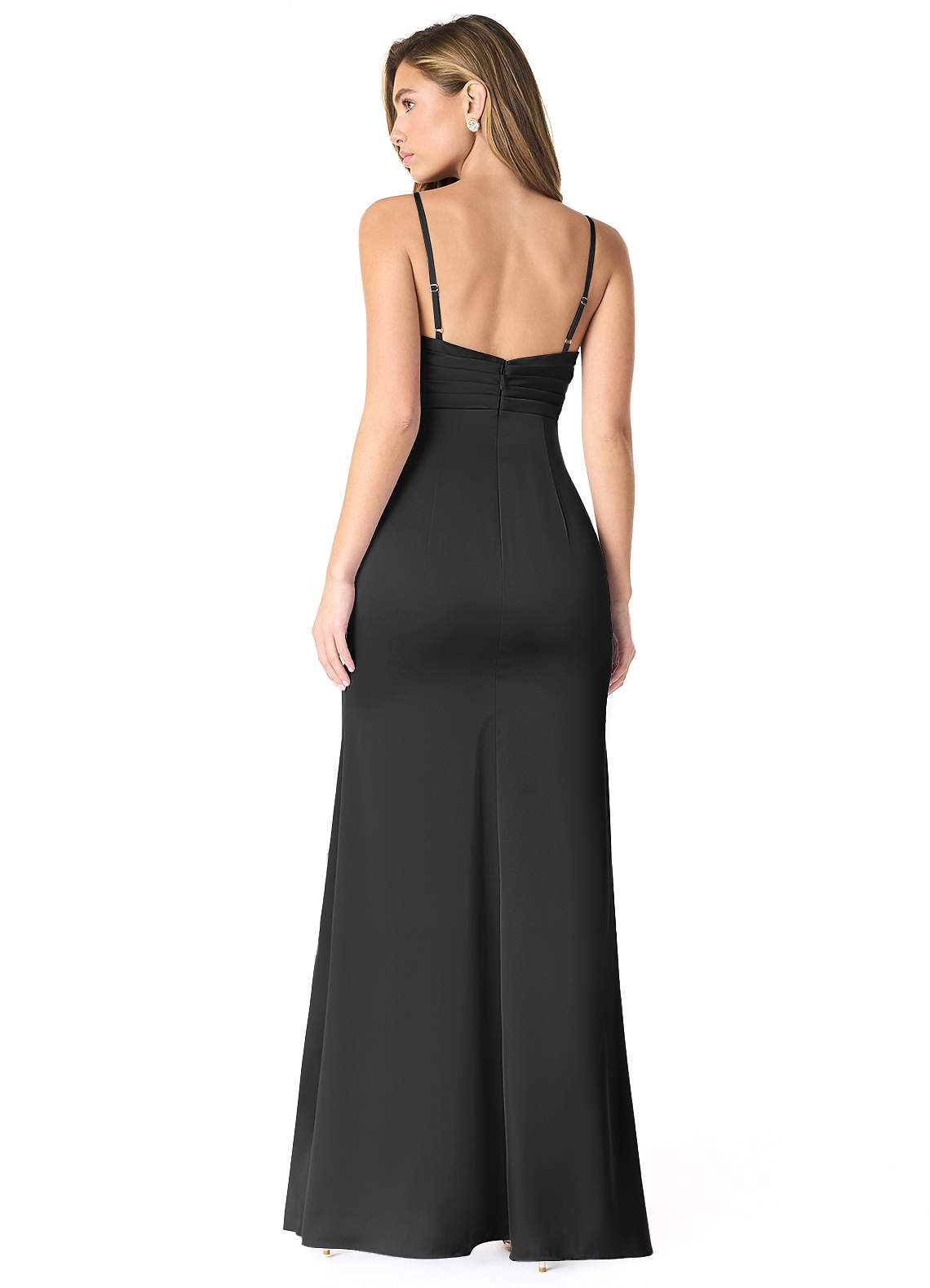 Black Azazie Linia Stretch Satin Dress Bridesmaid Dresses | Azazie