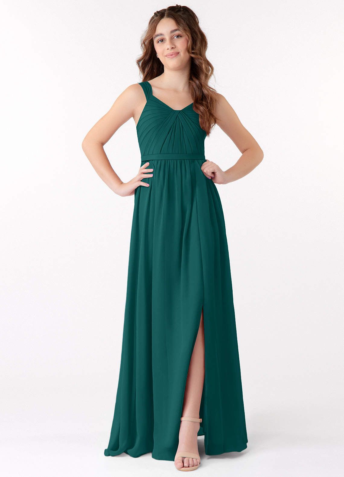 Azazie Evie Junior Bridesmaid Dress in Peacock | Azazie