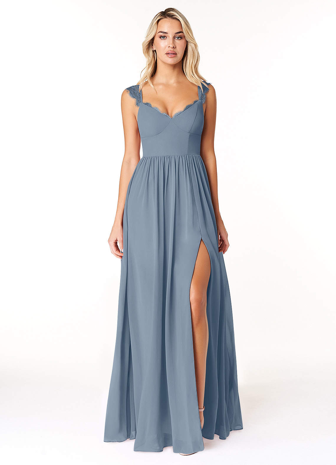 Azazie Cleobella Bridesmaid Dresses Twilight A-Line Sweetheart Lace Chiffon Dress image1
