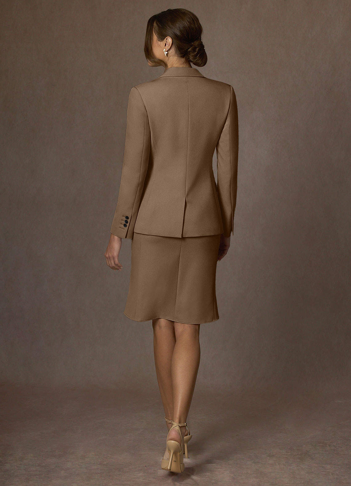 front Charlotte Truffle Refined Weave Jacket and Dress Suit Set