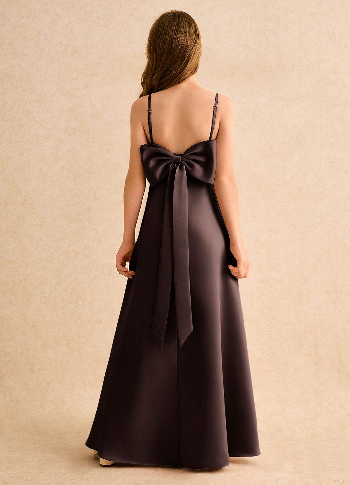 Azazie A-Line/Princess Scoop Neck Floor-Length Matte Satin Flower Girl Dresses - Ganache