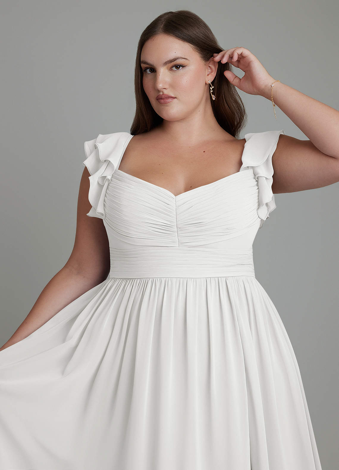 Azazie Anaya Bridesmaid Dresses White A-Line Sweetheart Neckline Chiffon Dress image13