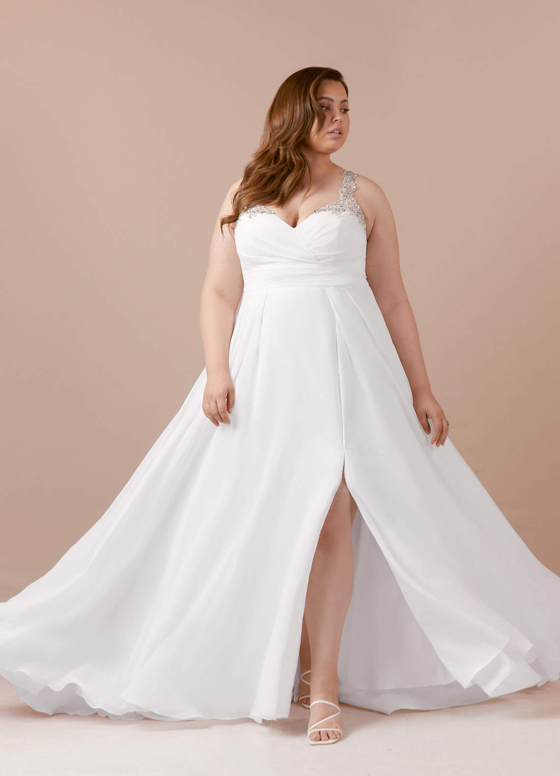 Azazie Belle Wedding Dresses A-Line Sequins Chiffon Sweep Train Dress image1