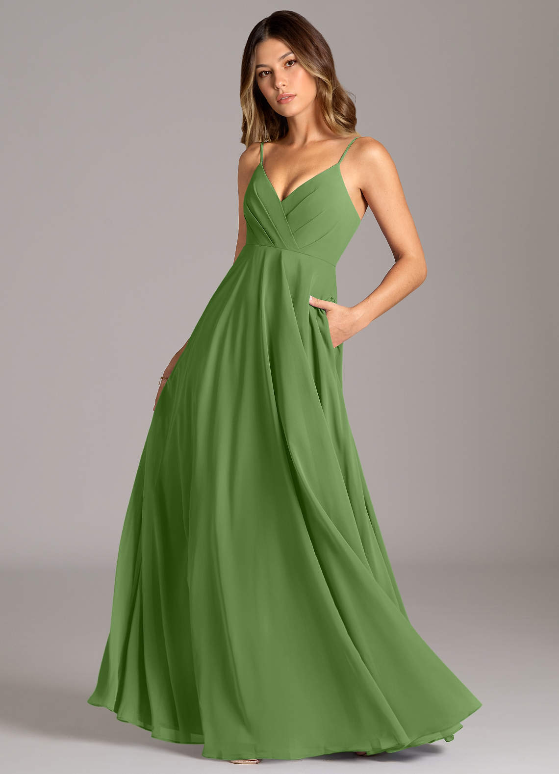 Azazie Amani Basil Chiffon Bridesmaid Dresses | Azazie