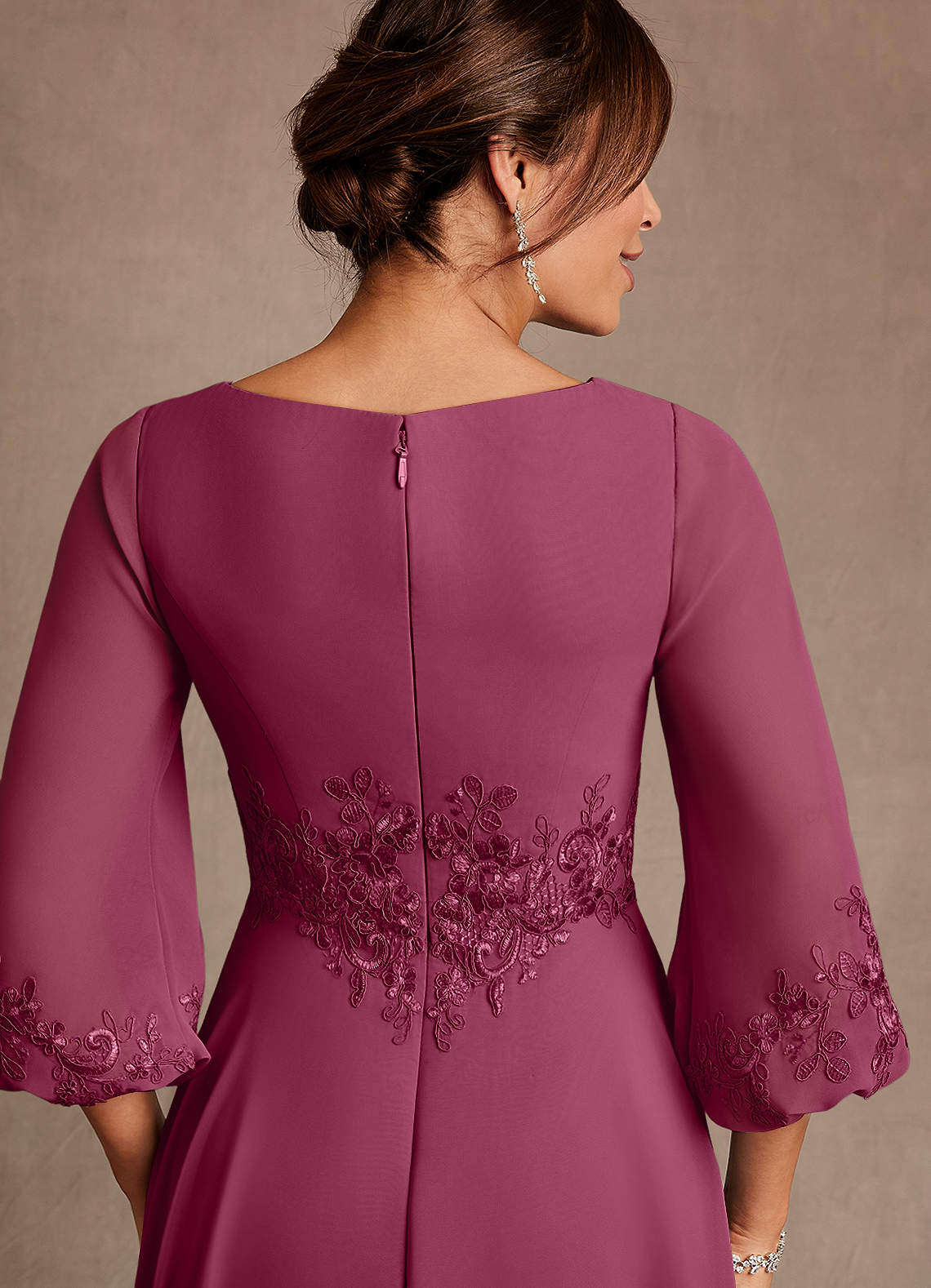 Azazie Ana Mother of the Bride Dresses Mulberry A-Line Lace Chiffon Dress image5