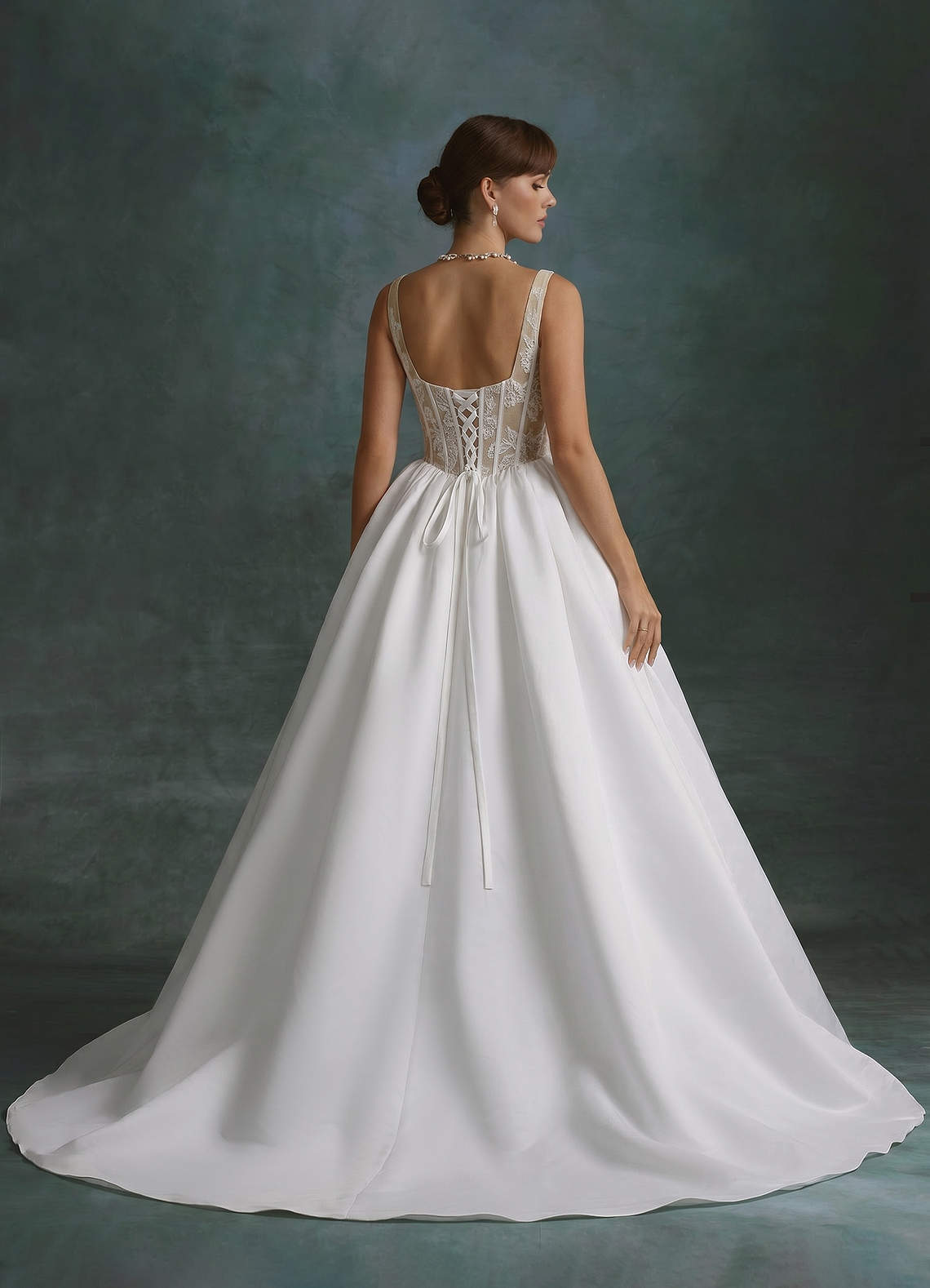 Azazie Belle Wedding Dresses Diamond White Nude Ball-Gown Satin Dress image1