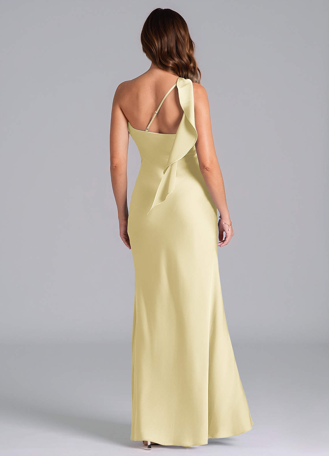 pale lemon bridesmaid dresses Zapakasa Women Lemon Yellow Bridesmaid Dress with Ruffles Cut Out A-Line  Wedding Party Dress main image 0