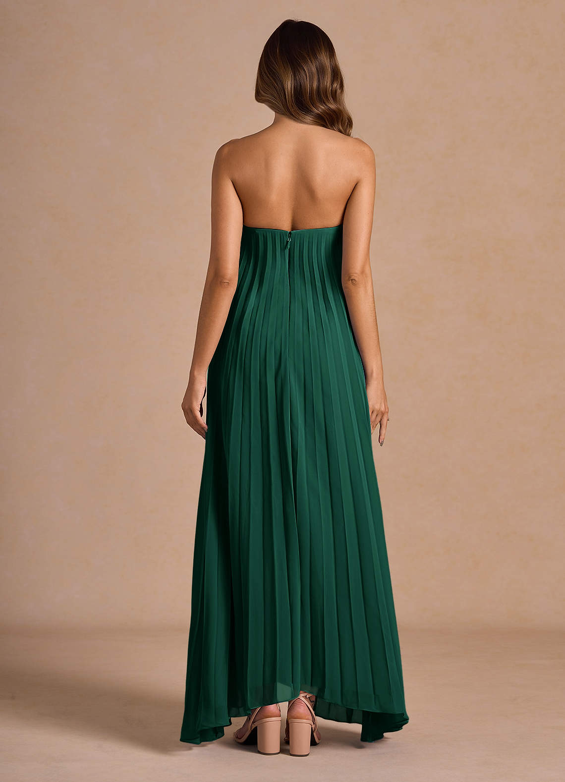 Nahla Emerald Allover Pleated Maxi Dress | Azazie