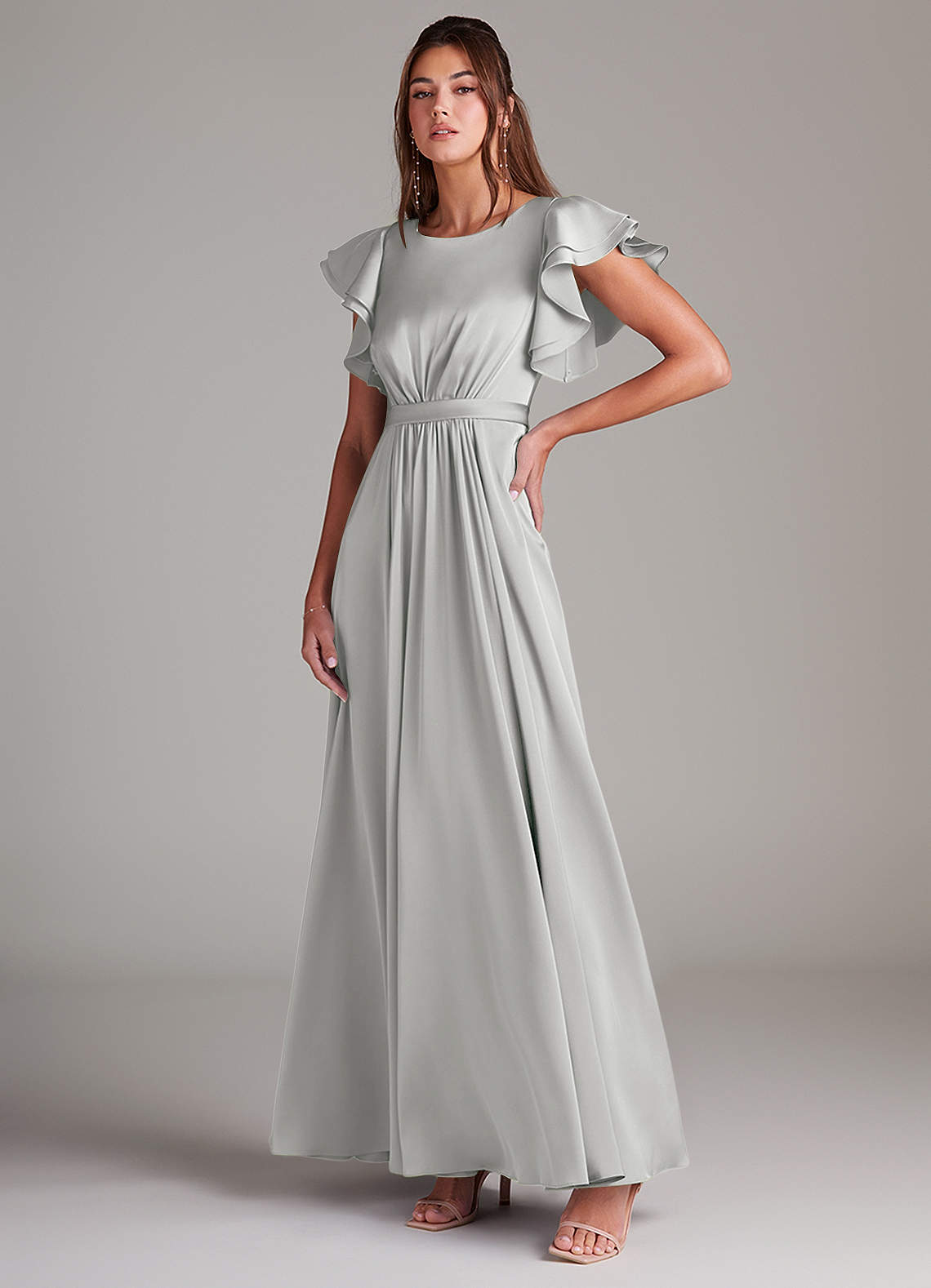 Azazie Daphne Modest Bridesmaid Dresses in Silver | Azazie CA