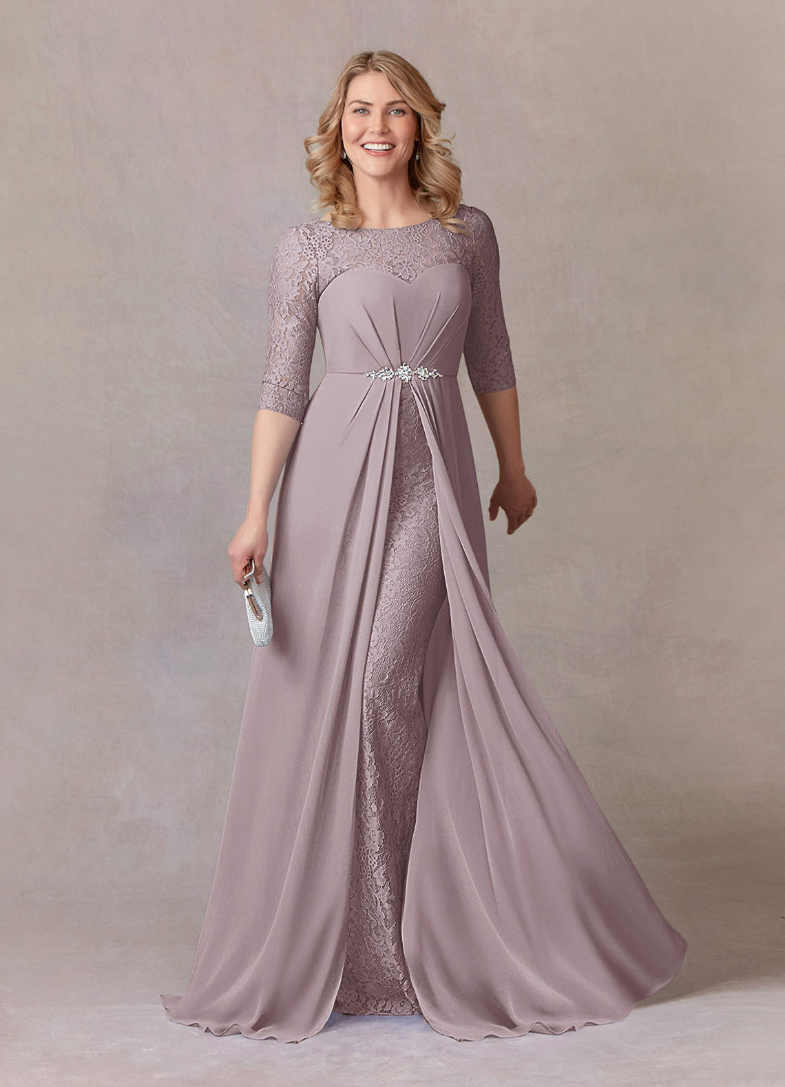 Azazie Leonine Mother of the Bride Dresses Dusk A-Line Scoop lace Chiffon Dress image1
