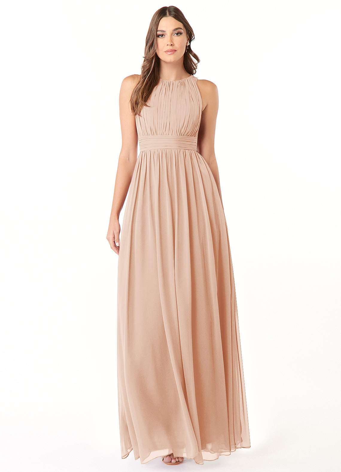 Azazie Luz Brautjungfernkleider A-Linie Spitze Chiffon Kleid Englisches Rosa image1