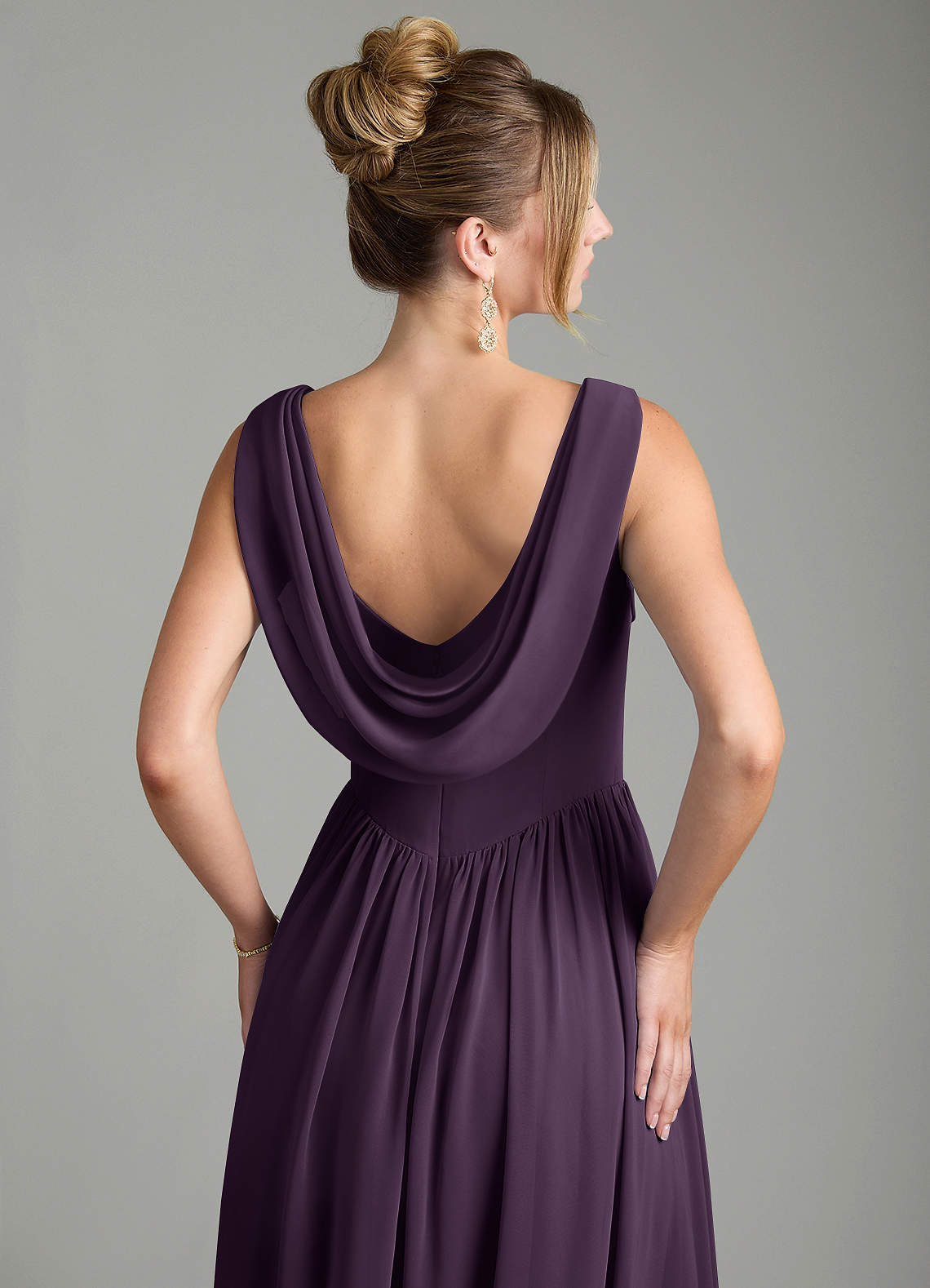 Azazie Novi Bridesmaid Dresses Plum A-Line Pleated Chiffon Dress image1