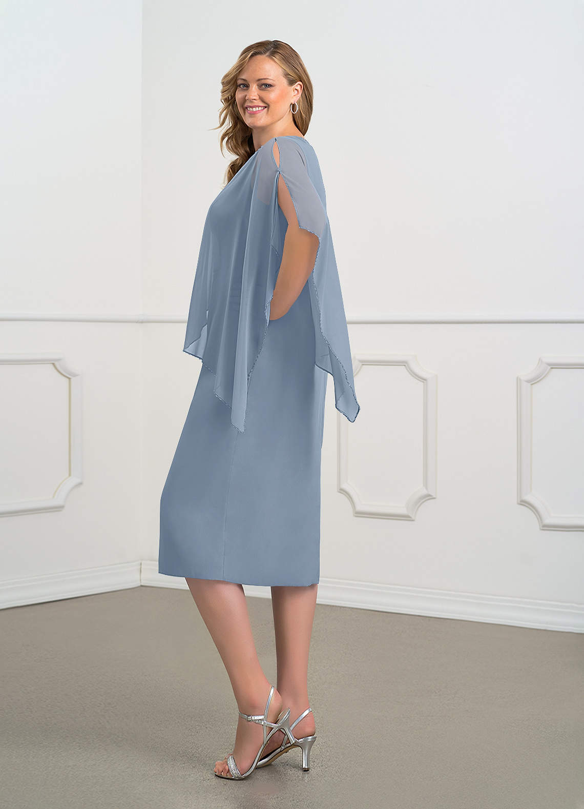Azazie Sparrow Mother of the Bride Dresses Dusty Blue Sheath Sequins Chiffon Dress image8