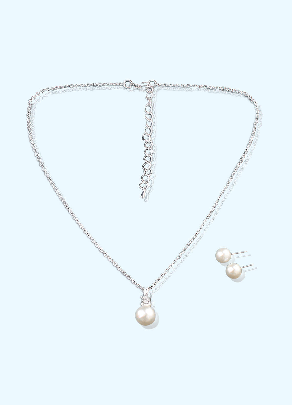 front Elegant Pearl Drop Jewelry Set