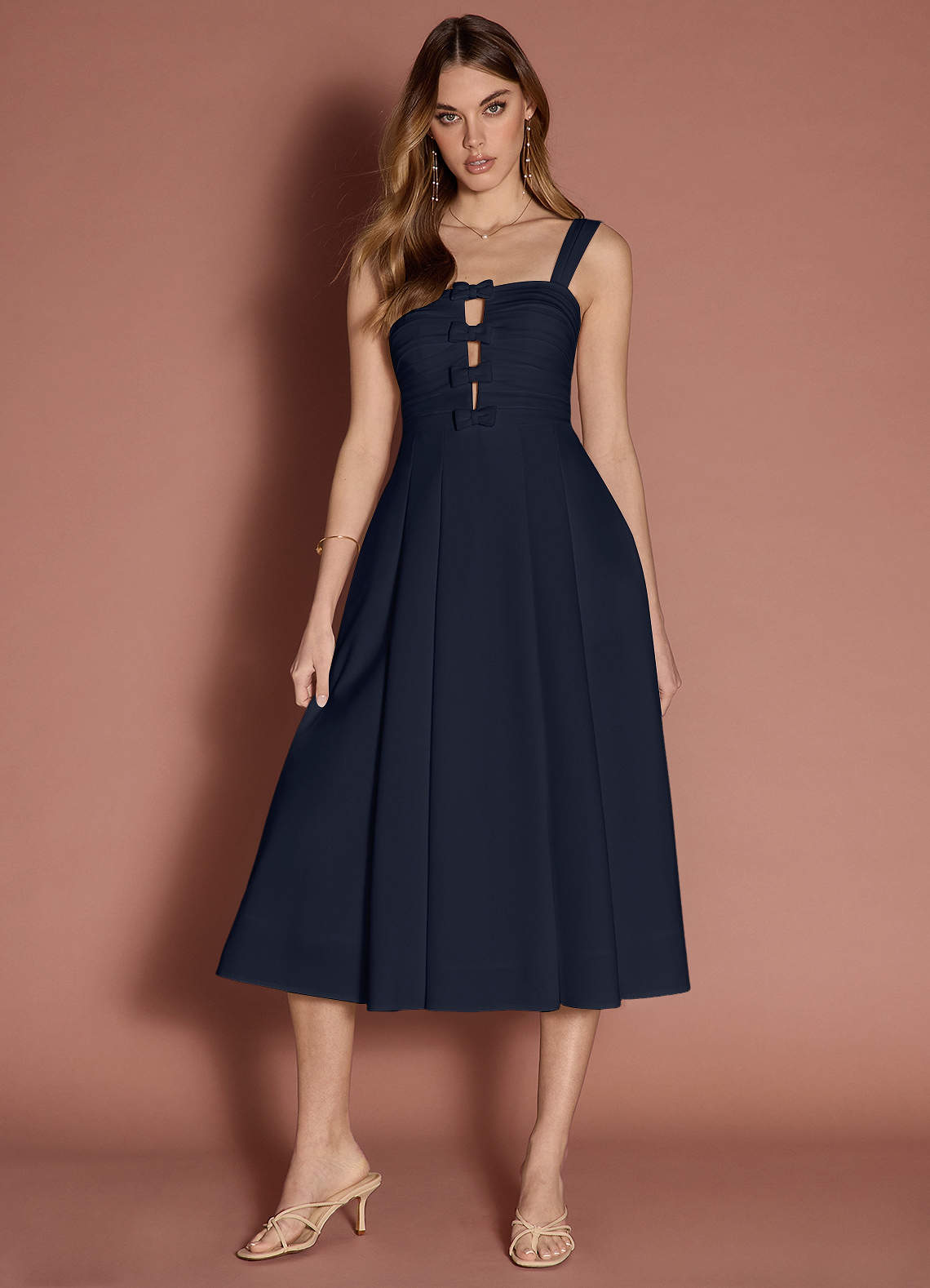 Elior Navy Bow Midi Dress image1