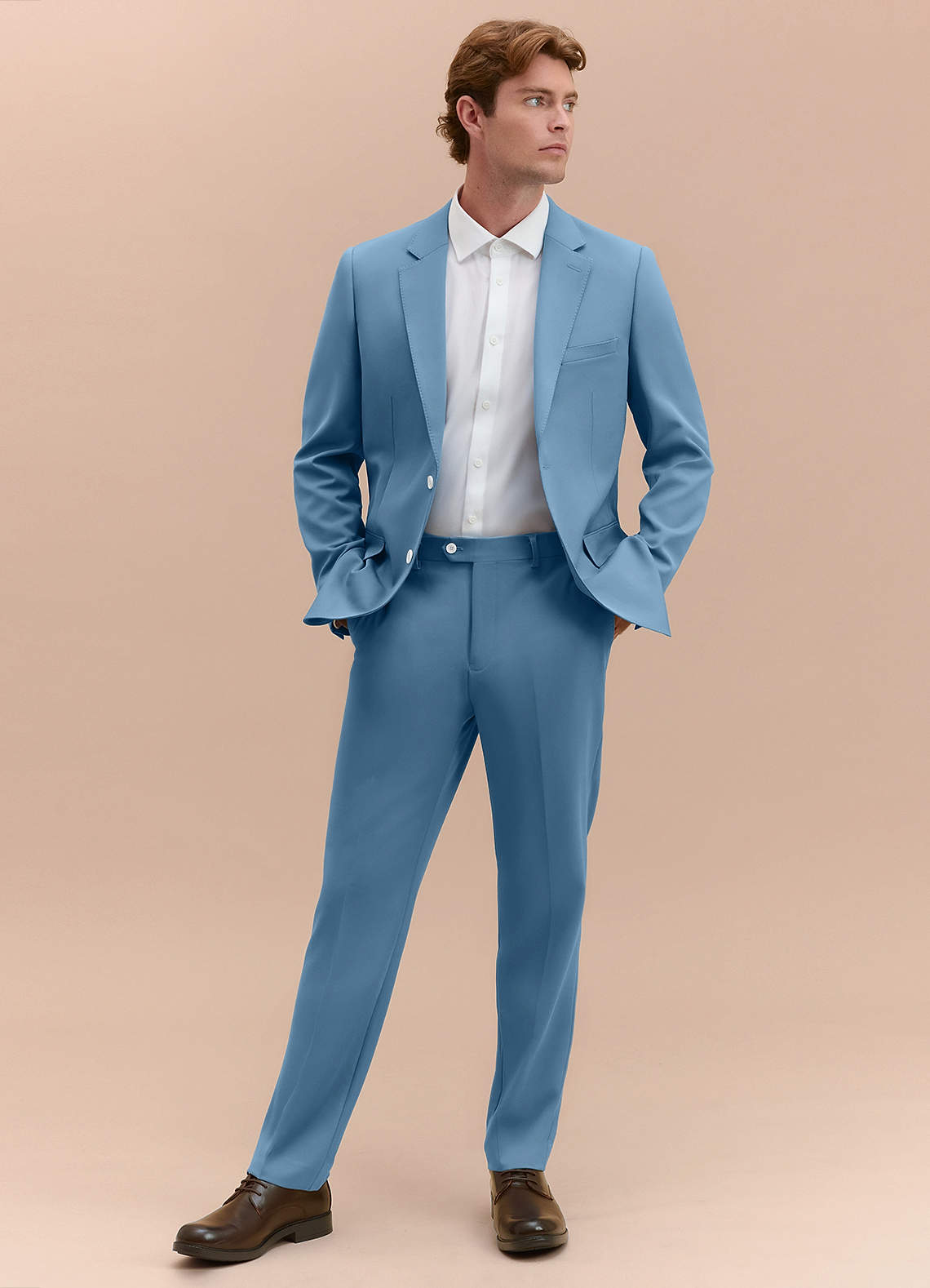 James Steel Blue Structured Stretch Suit | Suit Sets |Azazie