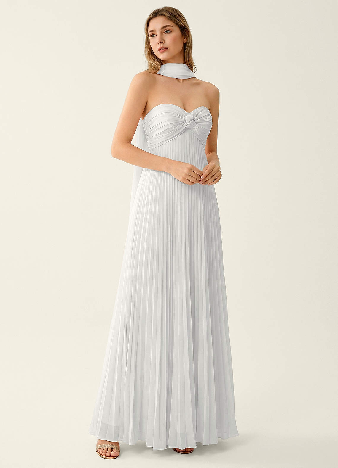 sachin and babi light blue dress Clementine White Chiffon 3D Flowers A-line Prom Dress