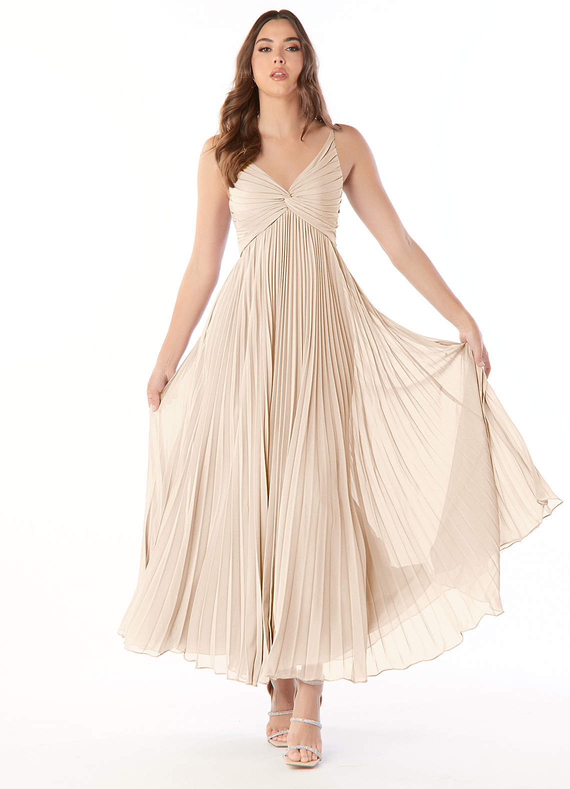 Azazie Raychelle Abiti da Damigella Abito A-Line in Chiffon con Scollo a V Alabastro Bianco image1
