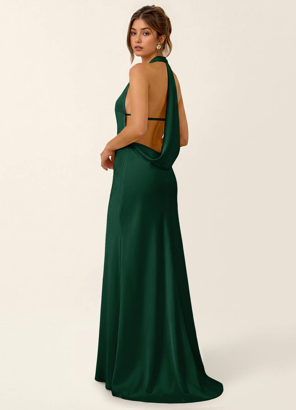 Homeper Dark Green Open Back Stain Party Dress