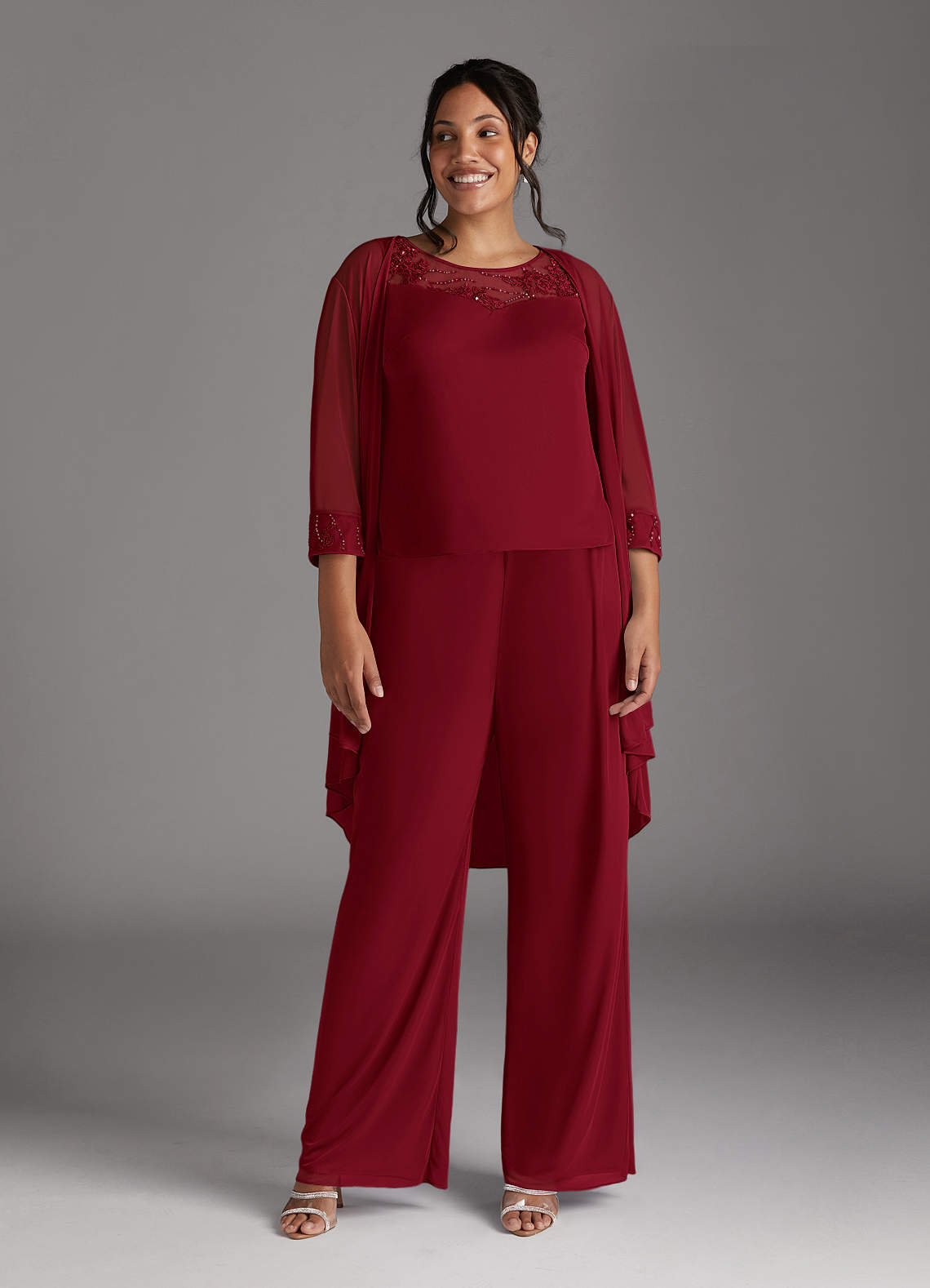 Azazie Frances Moeder van de bruid jurken Broekpak Jurk van Mesh Schop Bourgondië image1