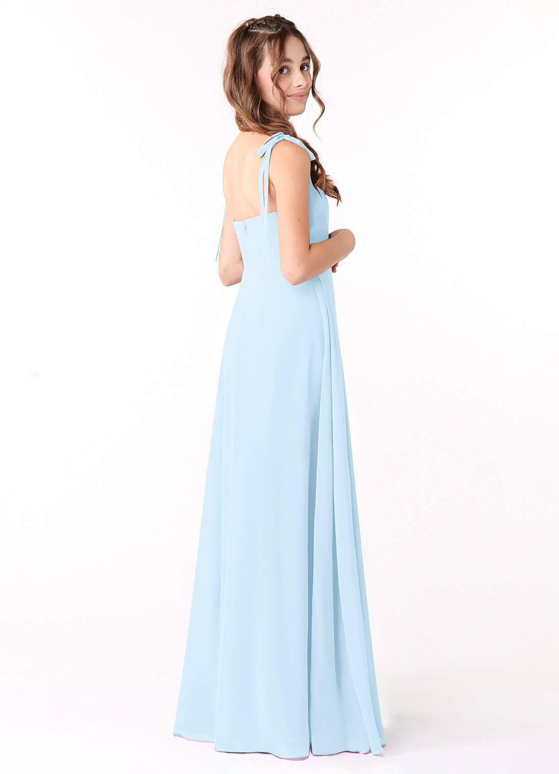 Azazie Rosey Junior Sky Blue A-Line Sweetheart Neckline Chiffon Dress image1