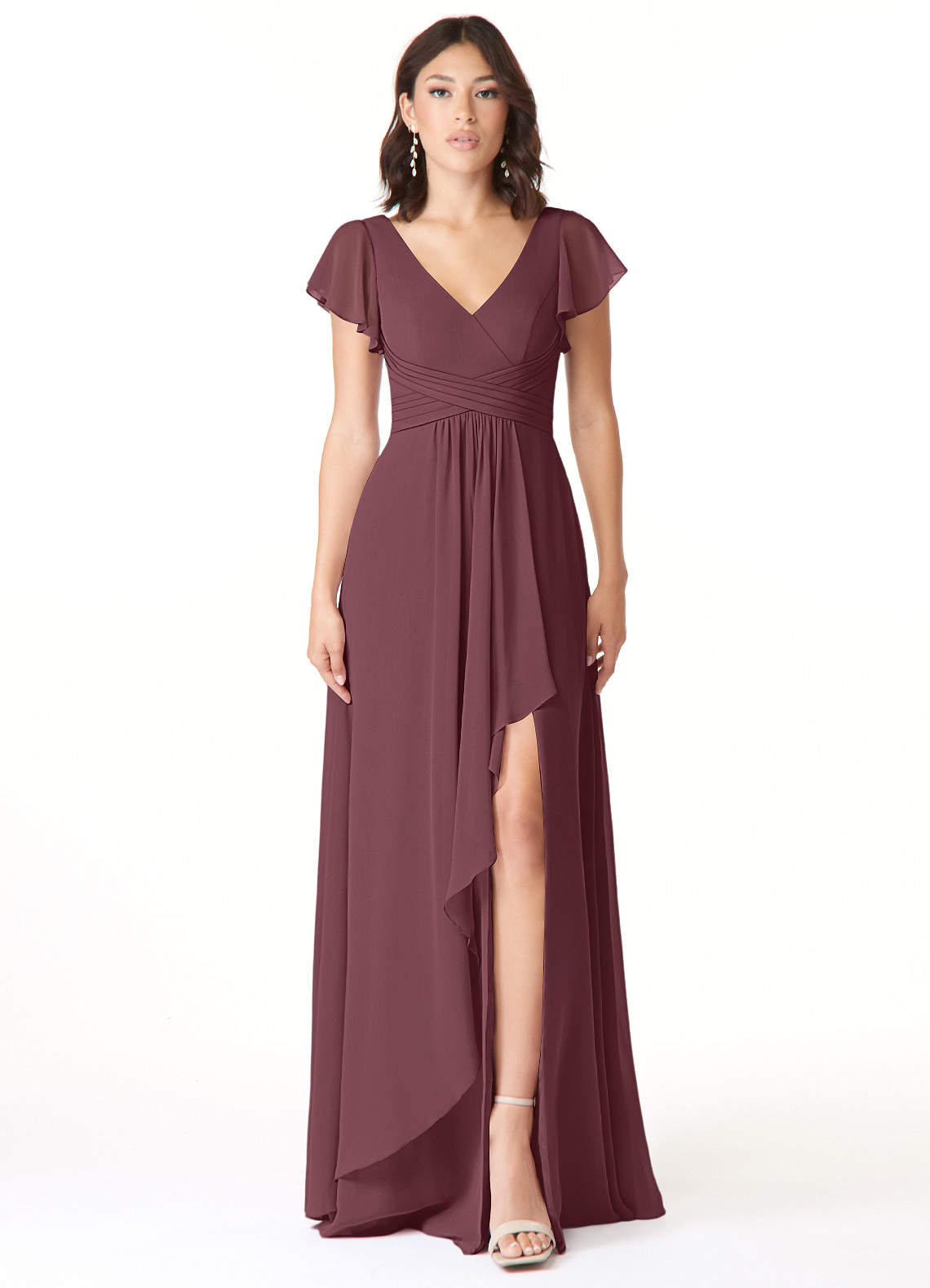 Azazie Omari Bridesmaid Dresses Sangria A-Line Chiffon Dress image1