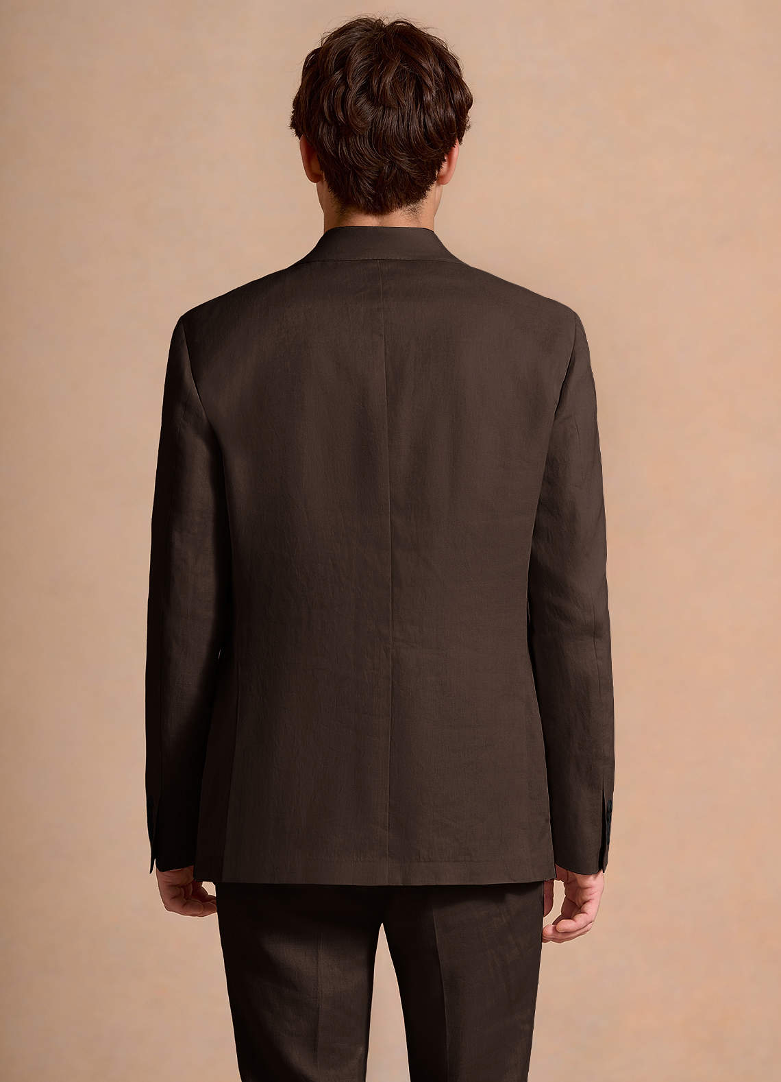 front Wesley Dark Brown Linen Blend Suit Jacket