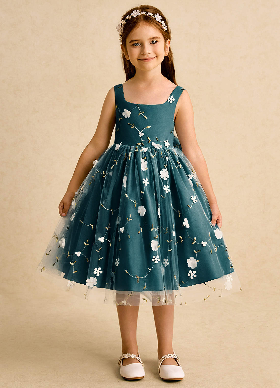 Azazie Bean vestidos de niña de las flores Vestido de Pino de Tul de Princesa con Sin mangas image1