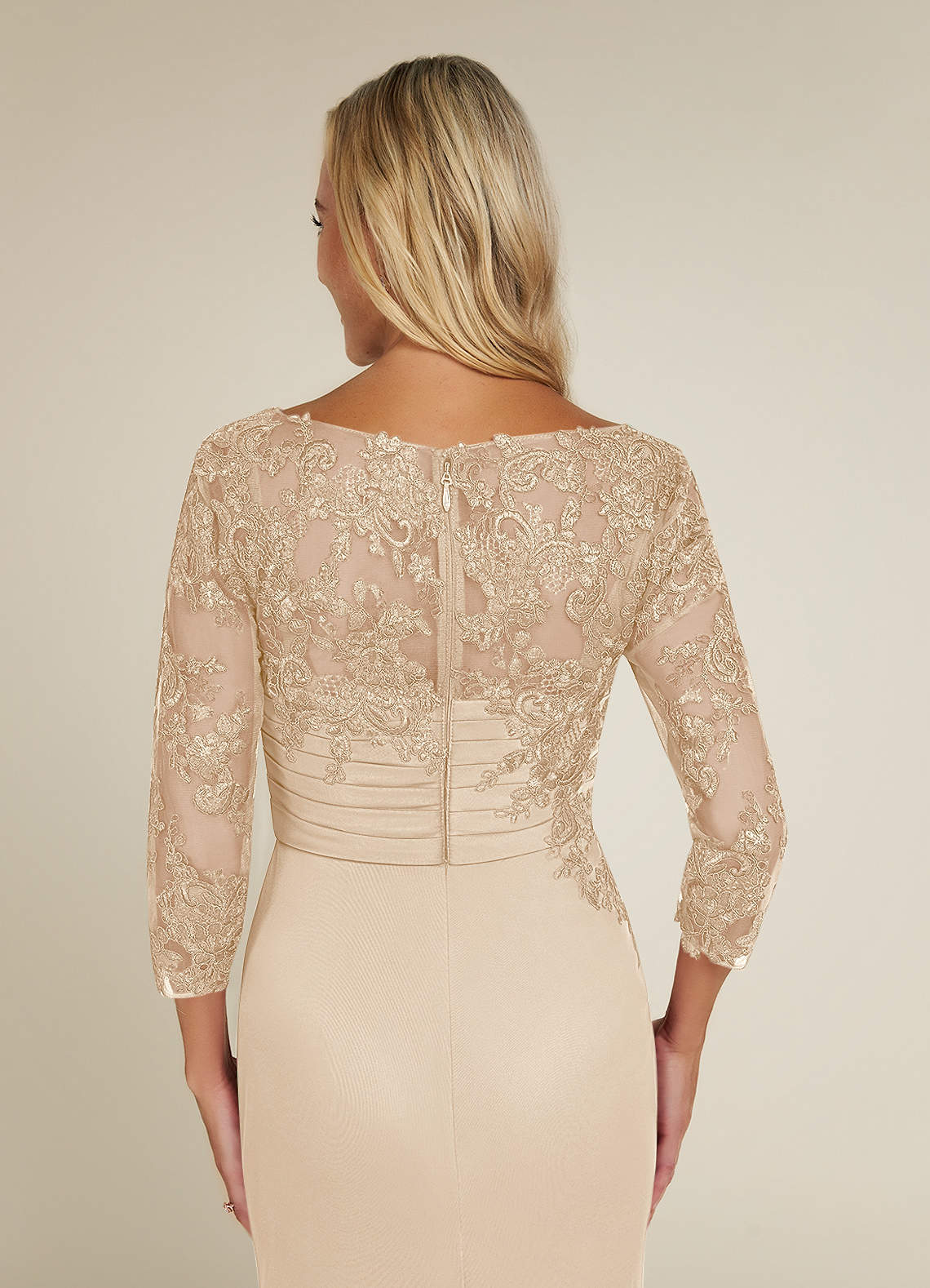 Azazie Alisondra Mother of the Bride Dresses Champagne Sheath Scoop Lace Lace Dress image5