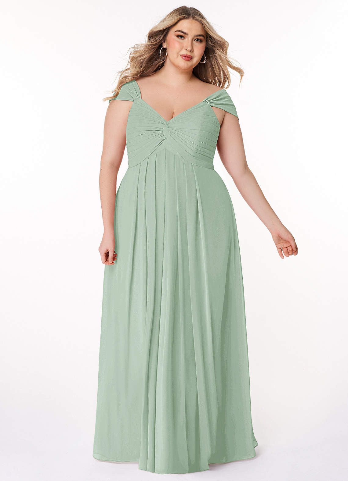 Azazie Kaitlynn Brautjungfernkleider Wandelbar Empire Gerafft Chiffon Kleid Agave image1