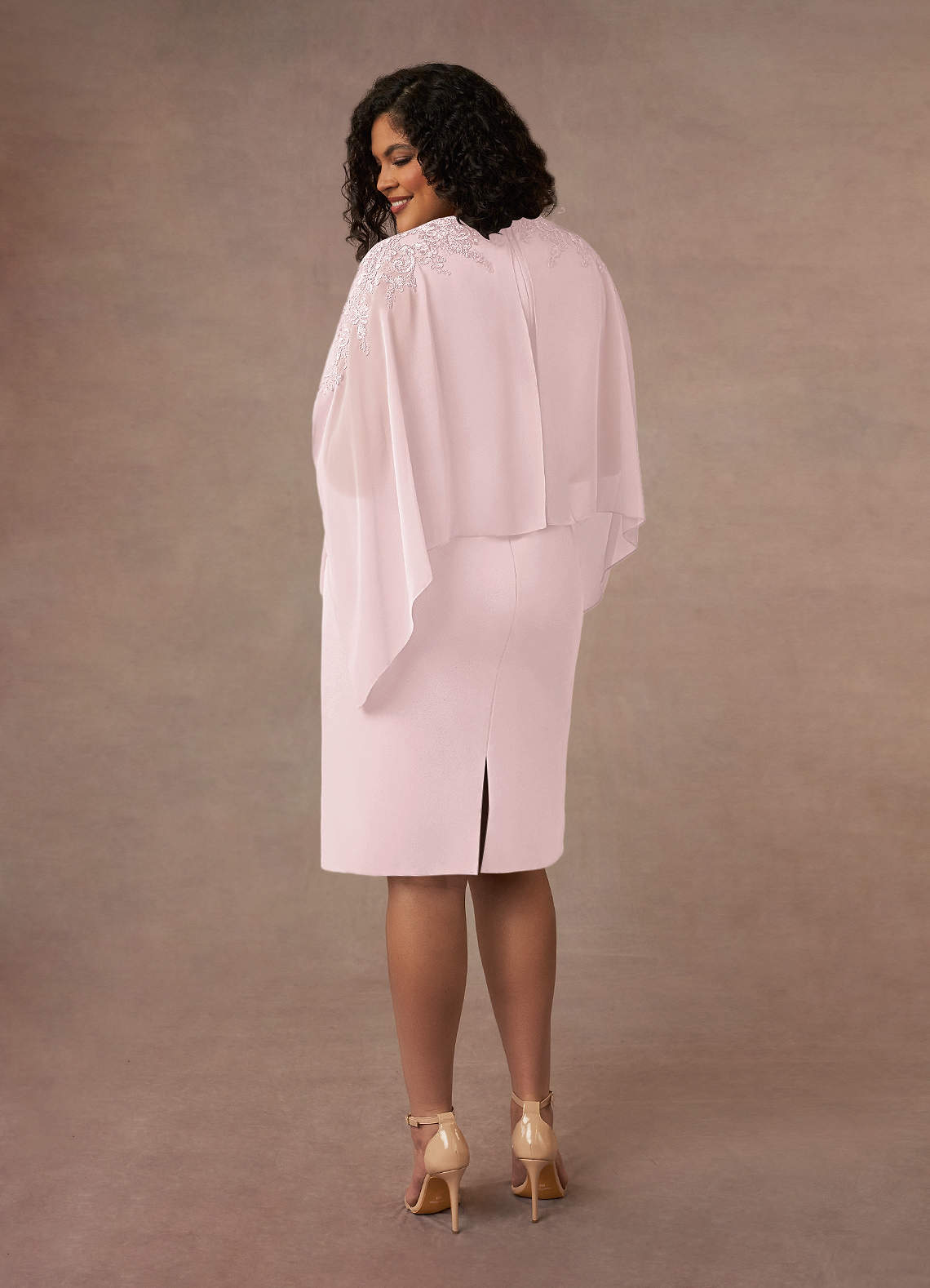 Azazie Maryam Mother of the Bride Dresses Blushing Pink Sheath Lace Chiffon Dress image7