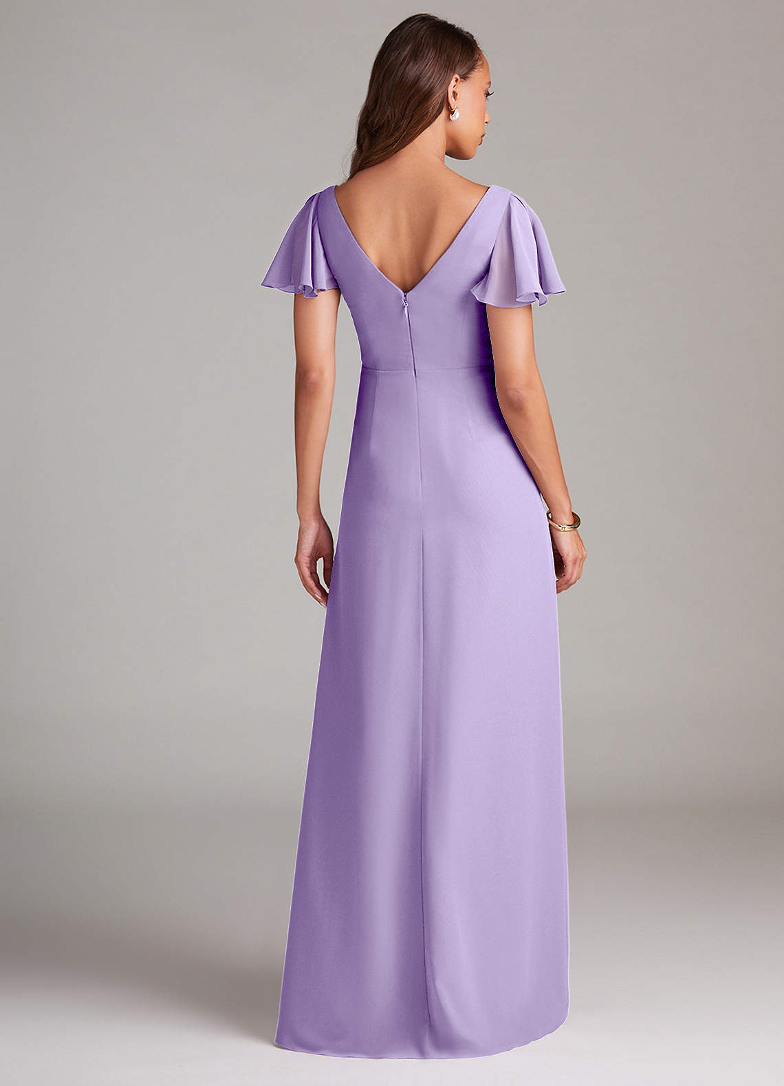 Azazie Soren Bridesmaid Dresses Lilac A-Line Ruched Chiffon Dress image1