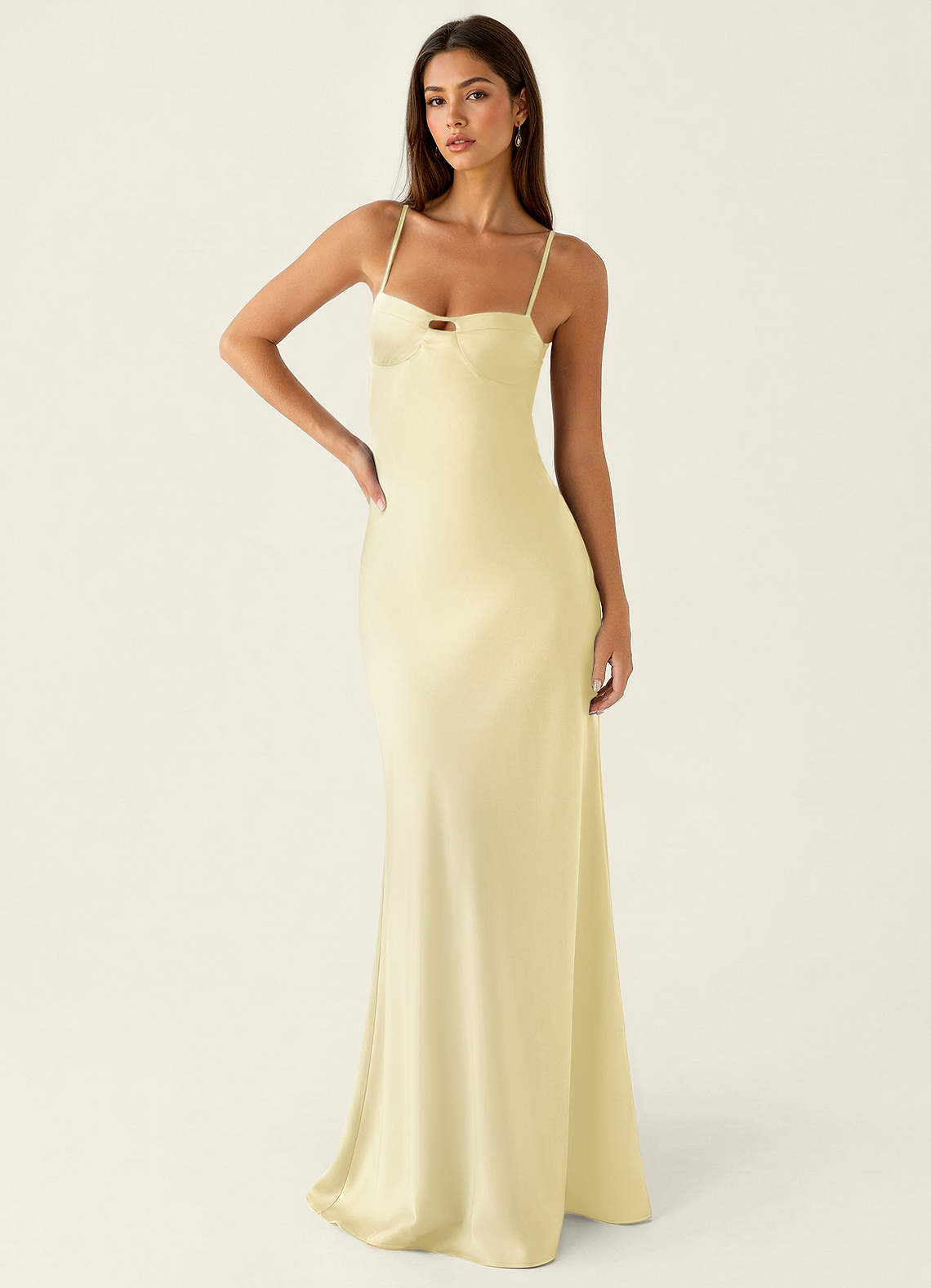 Stasiam Lemon Sorbet Stain Open Back Party Dress