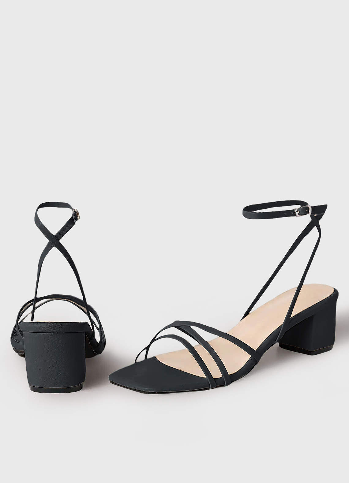 front Cross Strips Block Heel Sandals